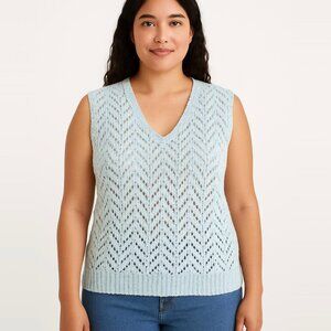 Vintage Knit Sweater V Neck Vest Scandi Copenhagen Coastal Grandma Cottagecore